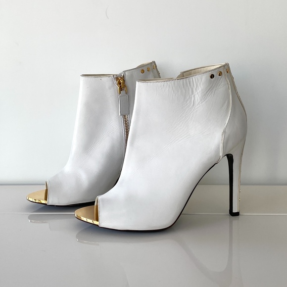 Tom Ford Shoes - Tom Ford White & Gold Stiletto Bootie